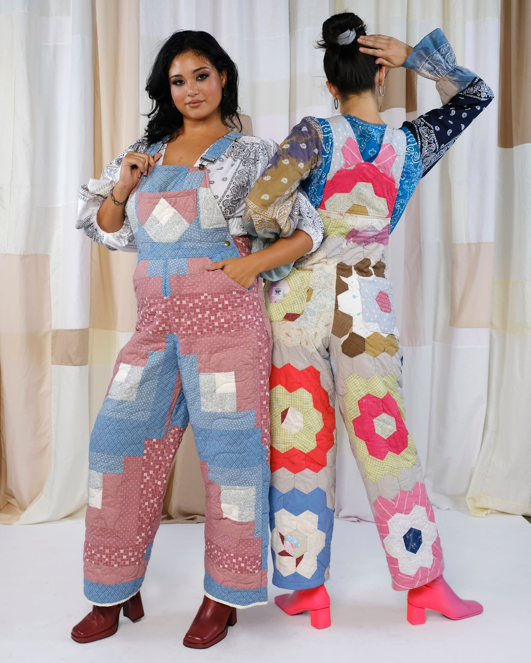 9 Patch Quilt Overalls