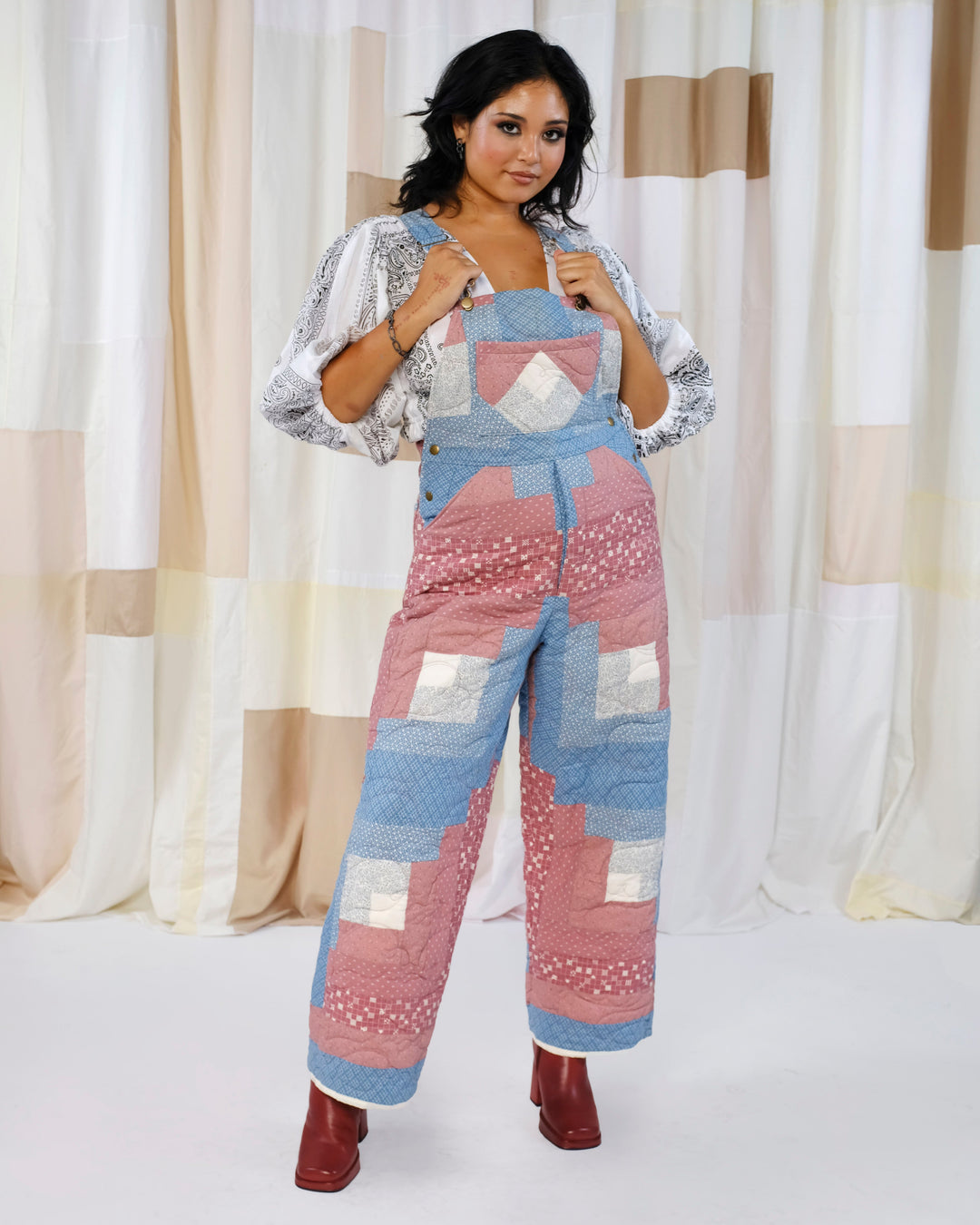 9 Patch Quilt Overalls