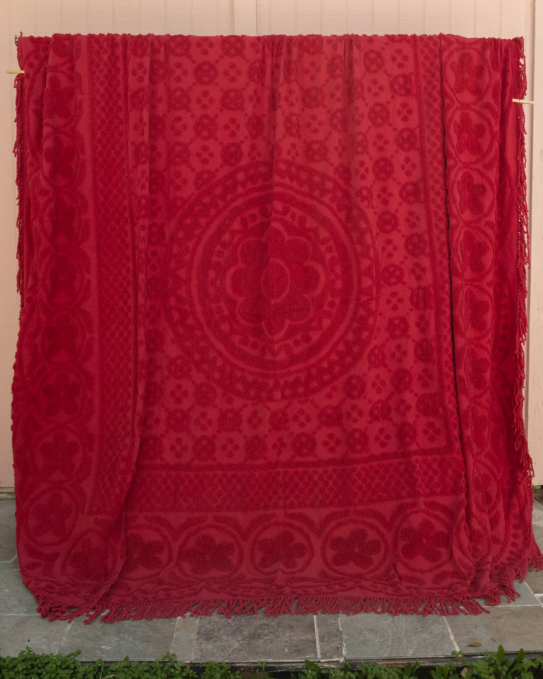Red Chenille Blanket Chore Coat