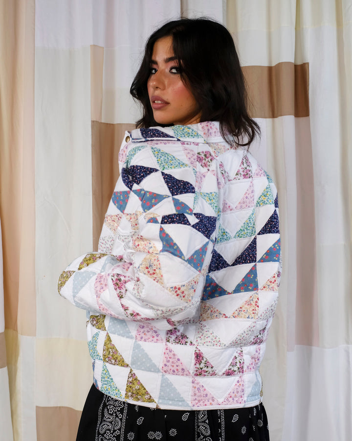 Patchwork Polyester Quilt Chore Coat