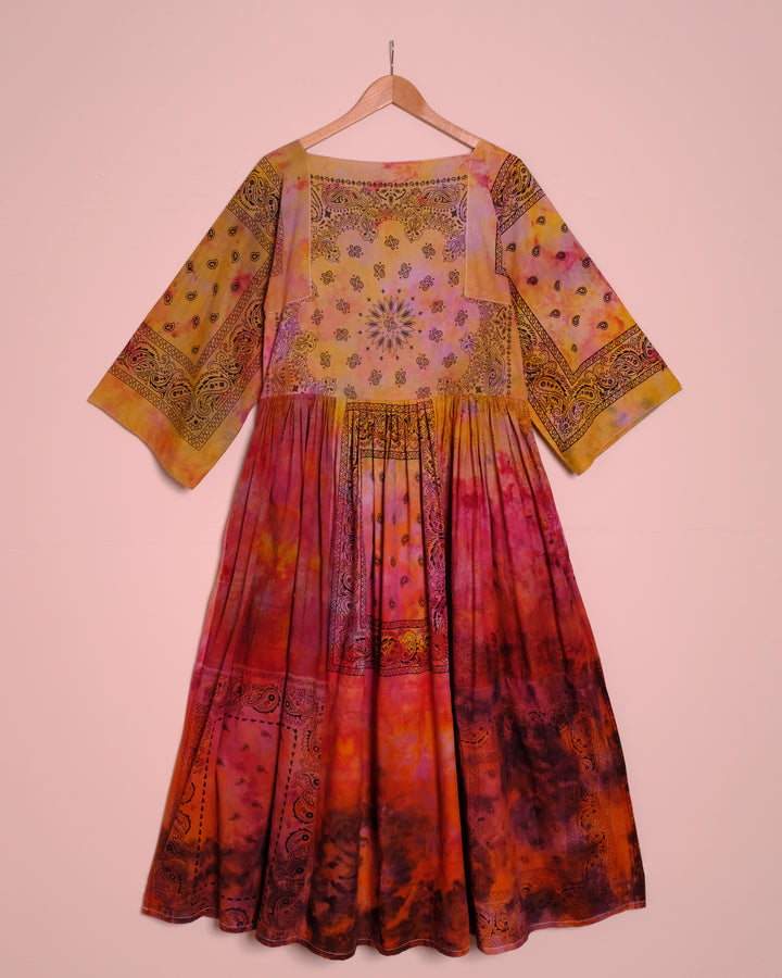 Tie Dye Maxi Bandana Dress, S