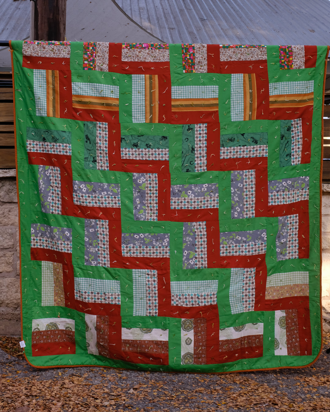 Rail Fence Quilt Overalls