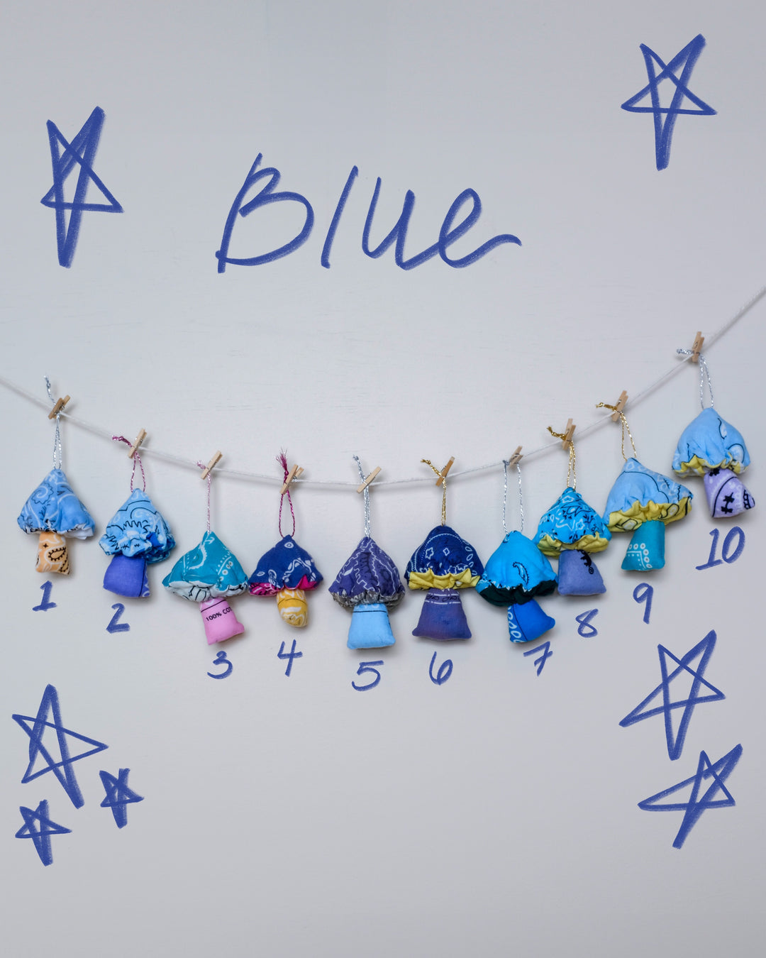 Mushroom Ornament - Blues