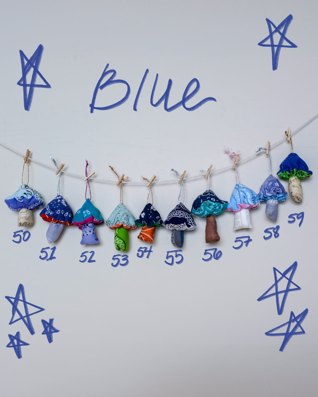 Mushroom Ornament - Blues