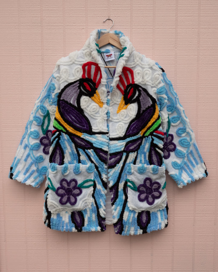 Peacock Polyester Chenille Blanket Robe Coat, S