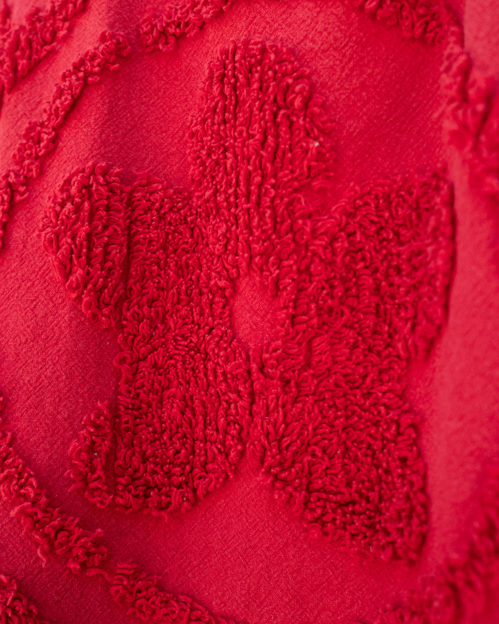 Red Chenille Blanket Half Snap Pullover