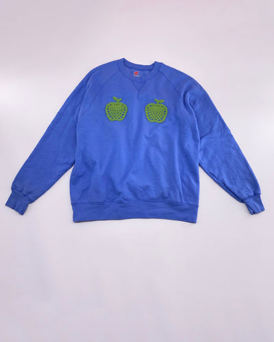 green apples recycled appliqué sweatshirt, extra large